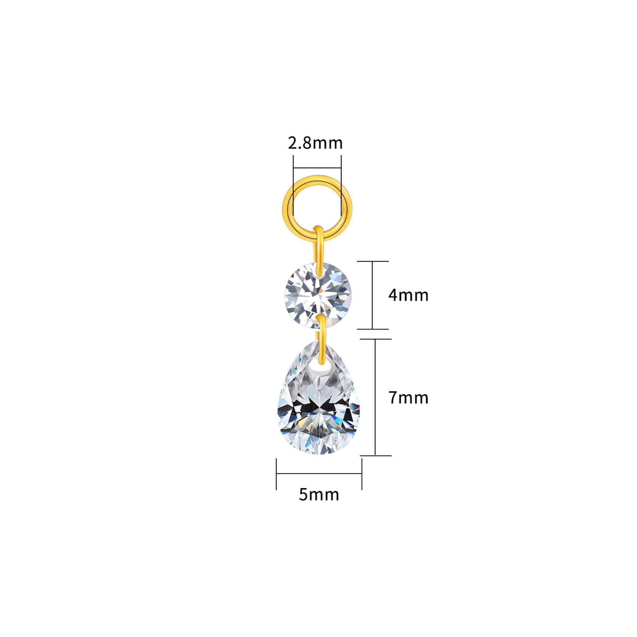Floating Teardrop Charm – Titanium Round CZ Helix Dangle Add-On