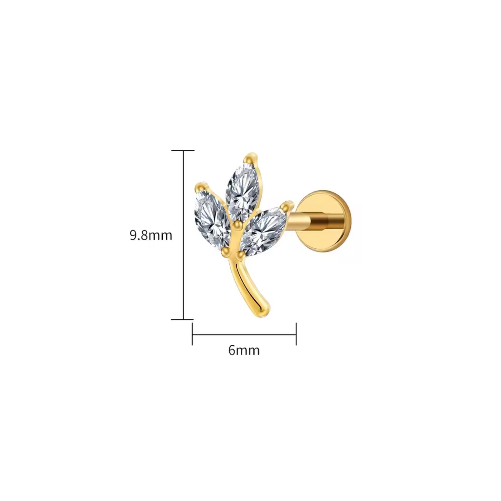 Triple Marquise Leaf Stud – Titanium CZ Cartilage Earring