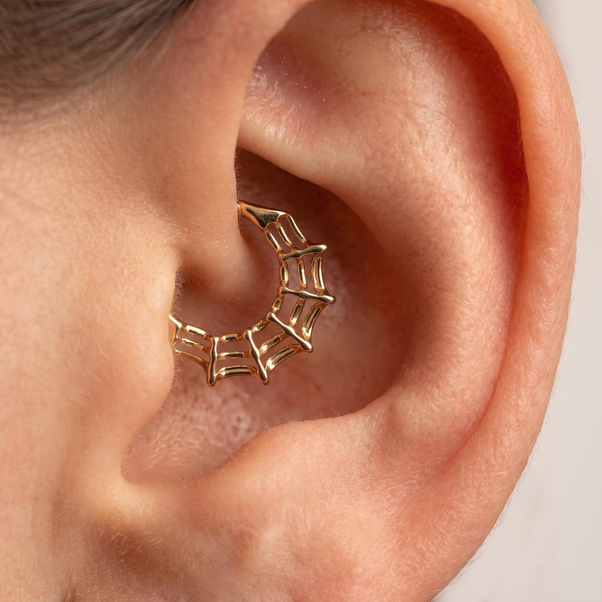 Spiderweb Septum Clicker – Titanium Gothic Daith Hoop