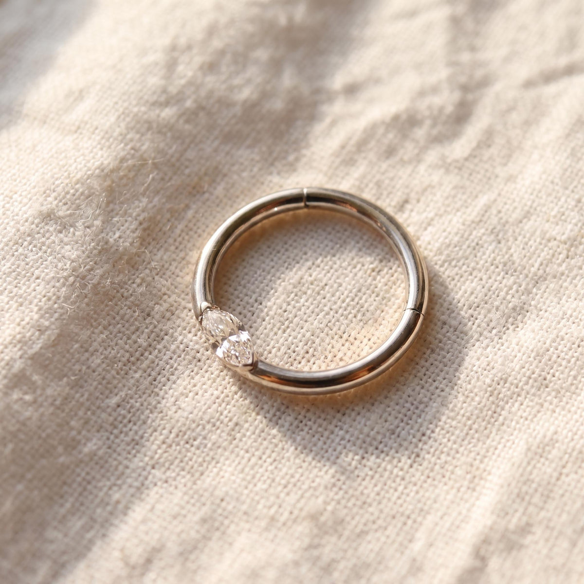 Marquise CZ Septum Clicker – Titanium Dainty Daith Hoop