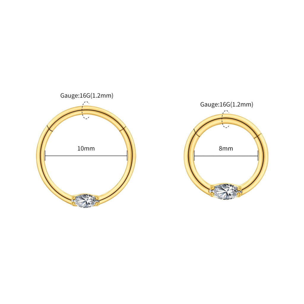 Marquise CZ Septum Clicker – Titanium Dainty Daith Hoop