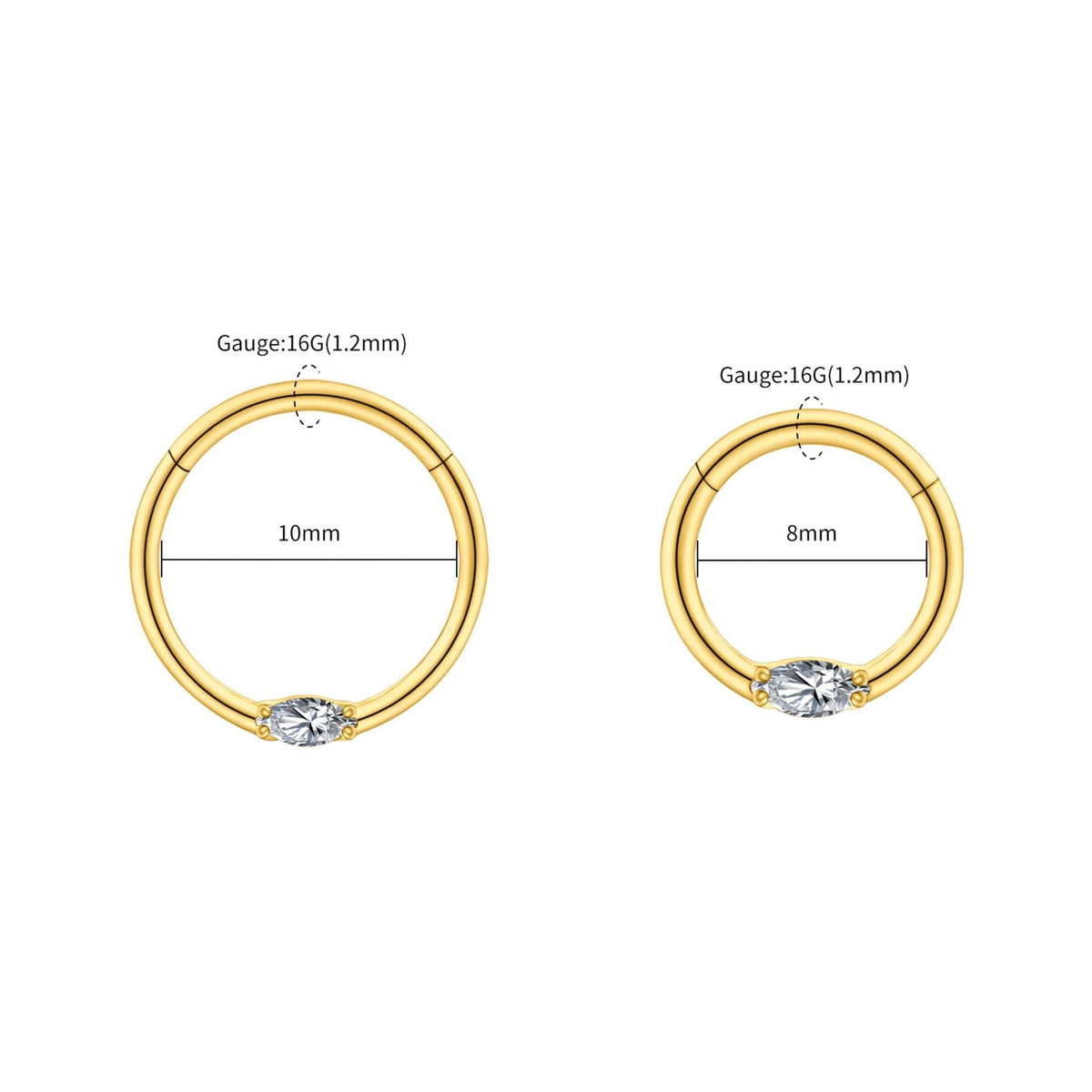 Marquise CZ Septum Clicker – Titanium Dainty Daith Hoop
