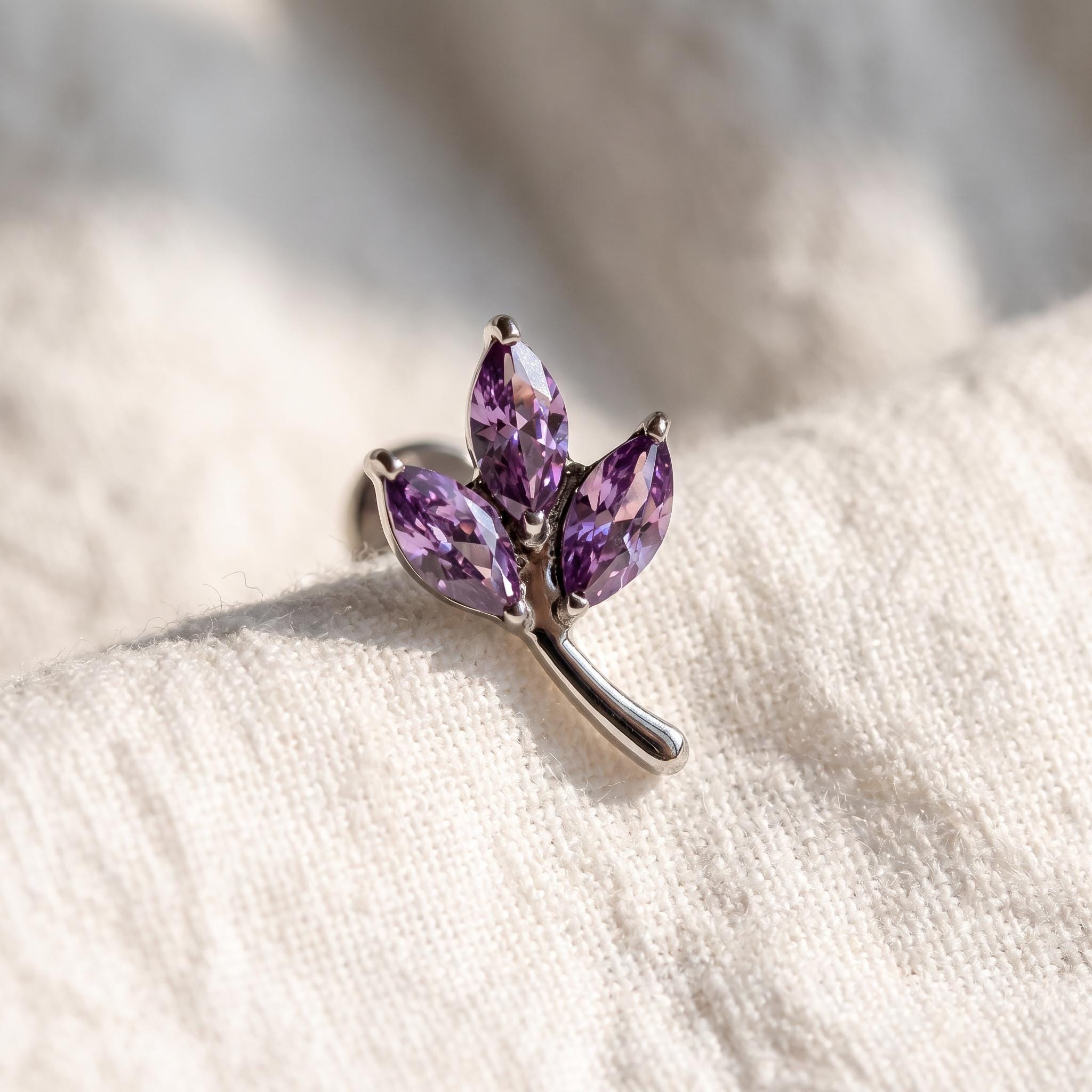 Triple Marquise Leaf Stud – Titanium CZ Cartilage Earring