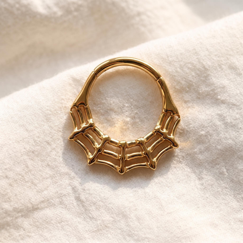 Spiderweb Septum Clicker – Titanium Gothic Daith Hoop