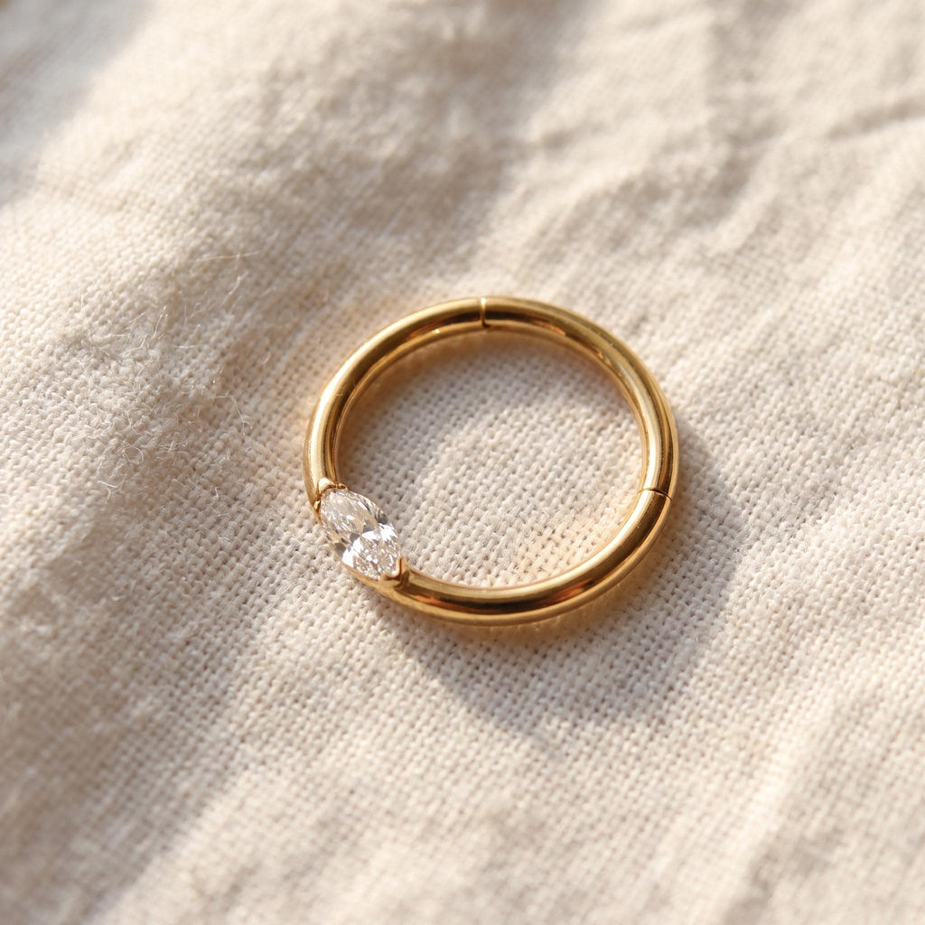Marquise CZ Septum Clicker – Titanium Dainty Daith Hoop