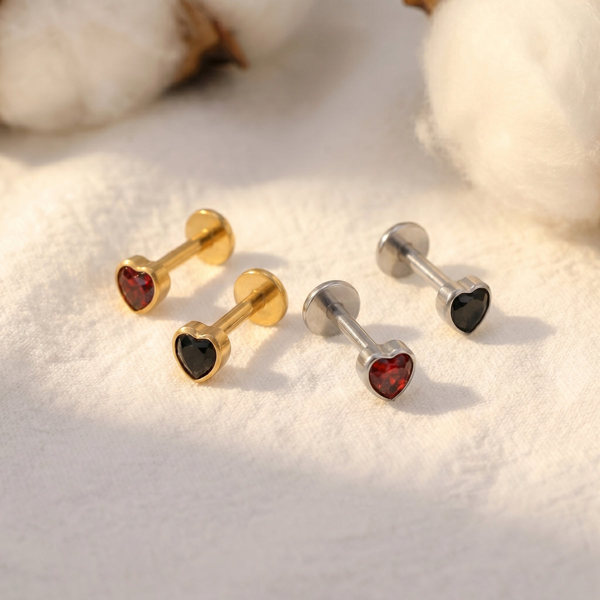 Titanium cartilage earring shown at a different angle